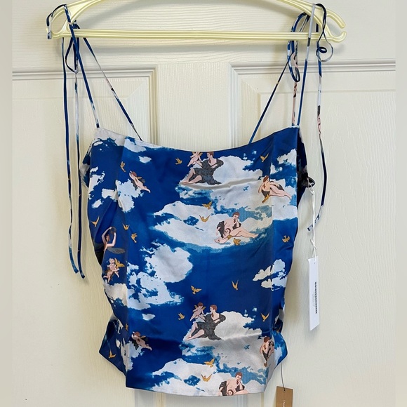 NWT- Reformation Rare Lucrezia Silk Top in Heaven - Picture 7 of 9